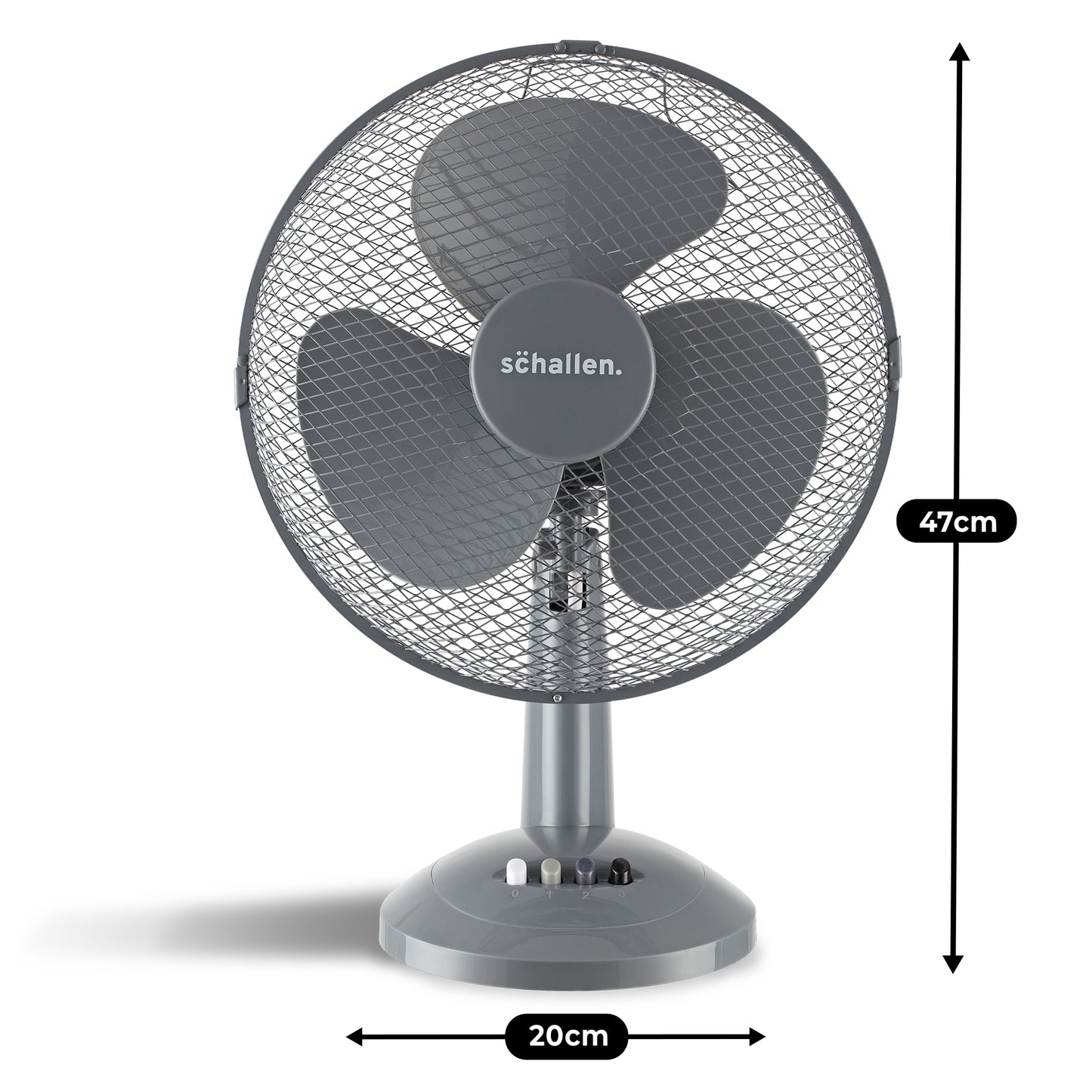 Schallen Electric 12" 3 Speed Oscillating Worktop Desk Table Air Cooling Fan - Grey