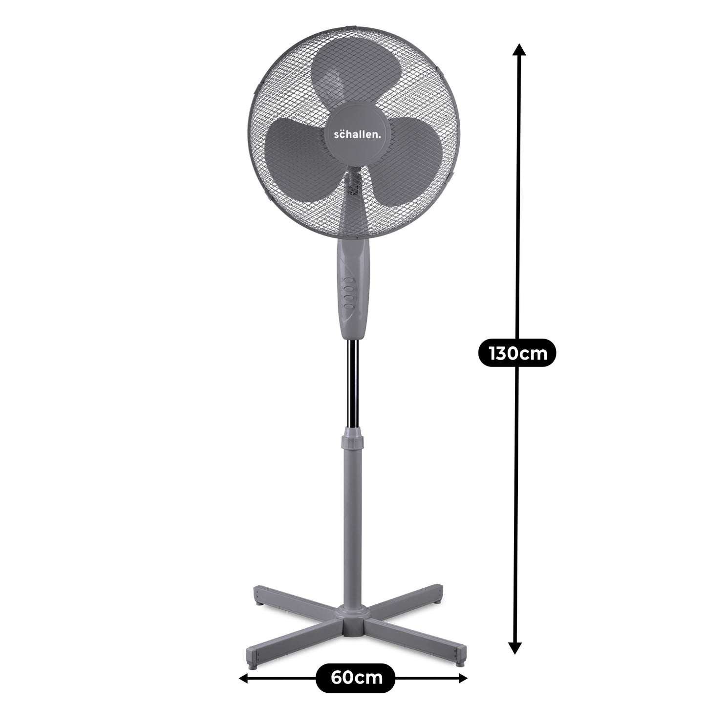 Schallen 16" Electric Oscillating Floor Standing Tall Pedestal Air Cooling Fan - Grey