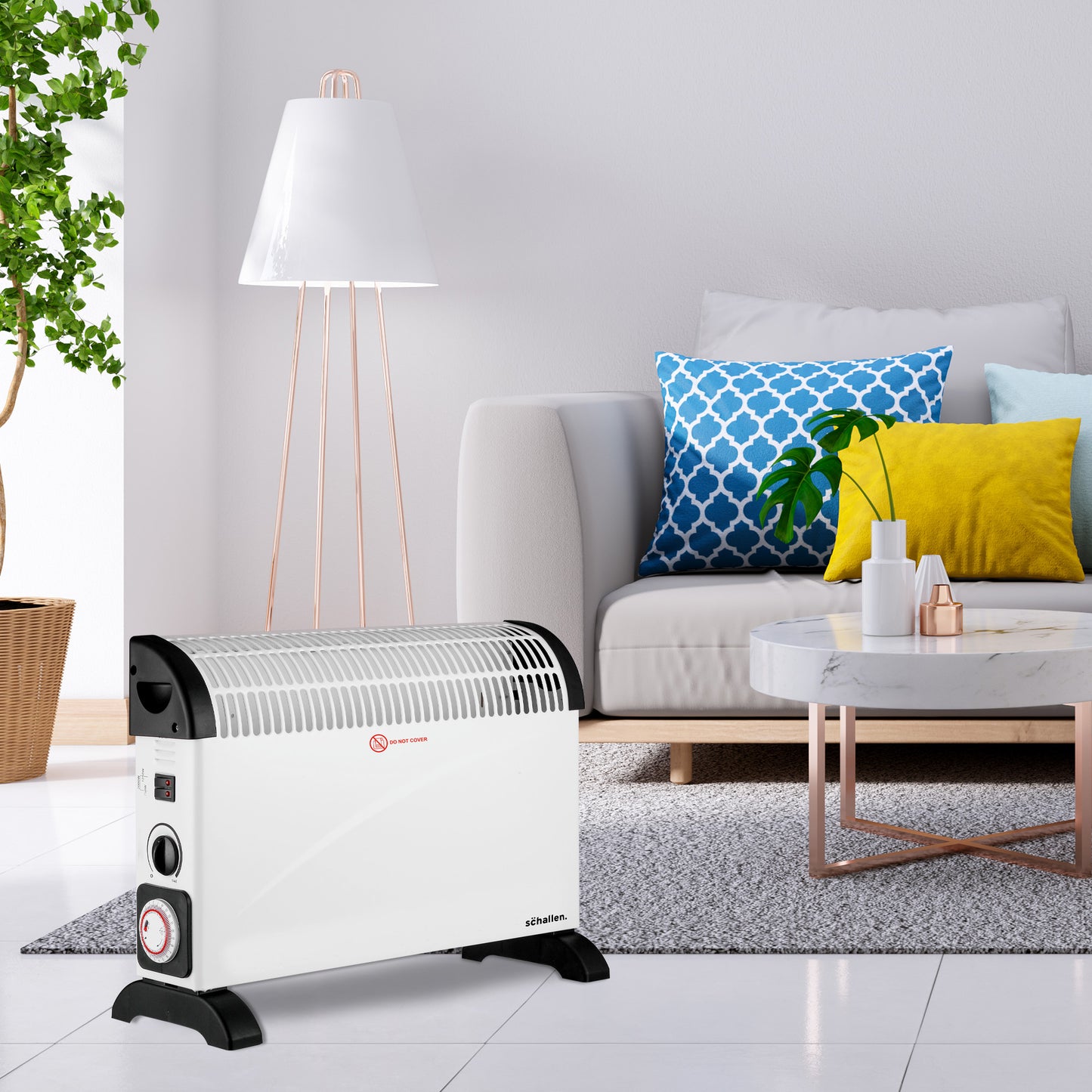 Schallen White 2000W Electric Convector Radiator Heater with Timer