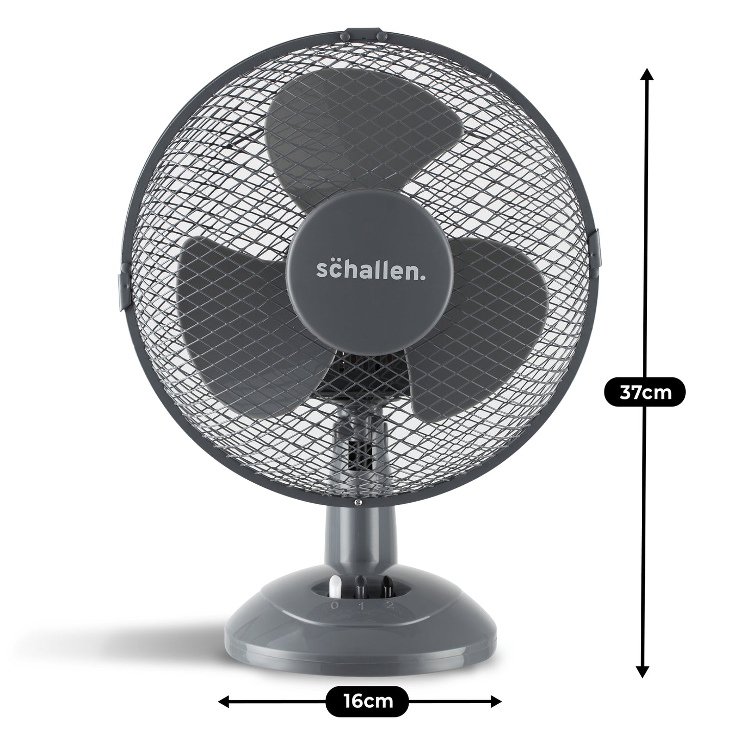 Schallen Small 9" Portable Desk Table Oscillating Cooling Fan with 2 Speed Setting - Grey