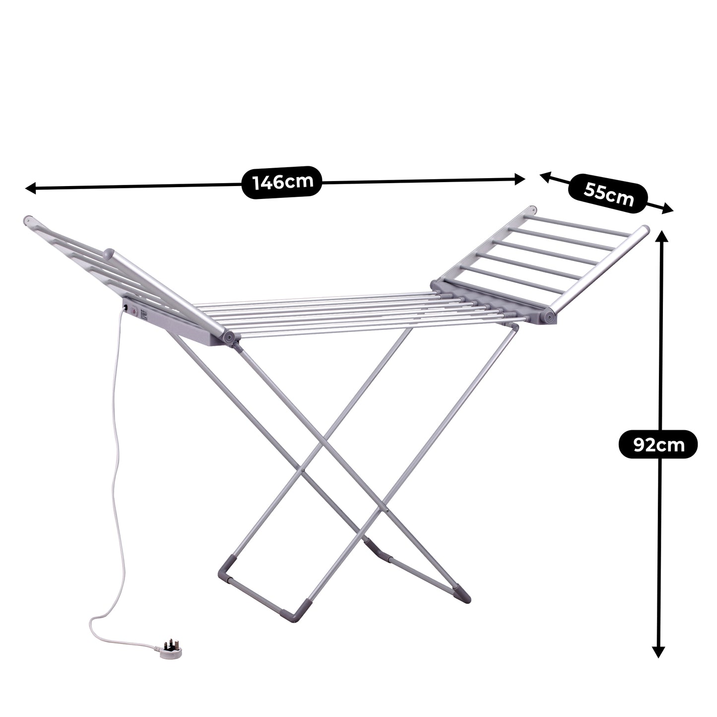 Schallen Electric Foldable 18 Heated Winged Indoor Laundry Heat Drying Clothes Airer Fast Dryer Rack with Cover