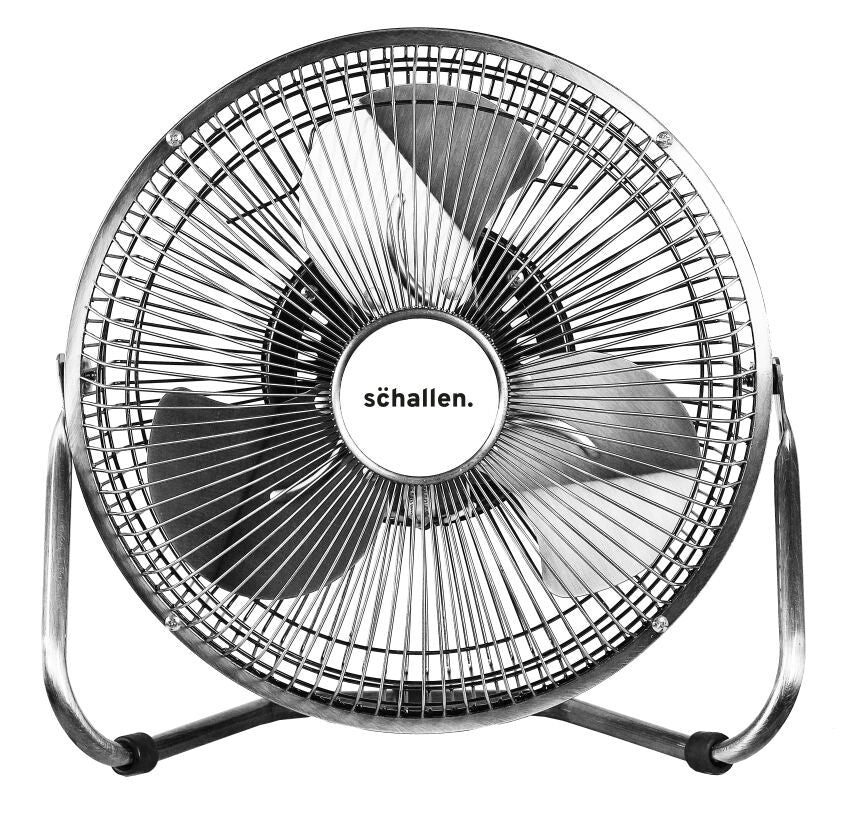 Schallen Chrome Silver Small Metal High Velocity Cold Air Circulator Adjustable Floor Fan - 9"