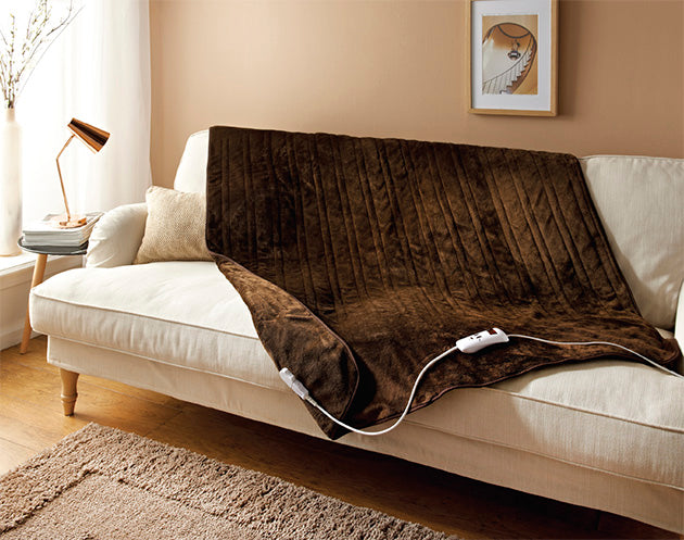 Schallen Brown Large Double Electric Soft Heated Throw Over Blanket with Timer