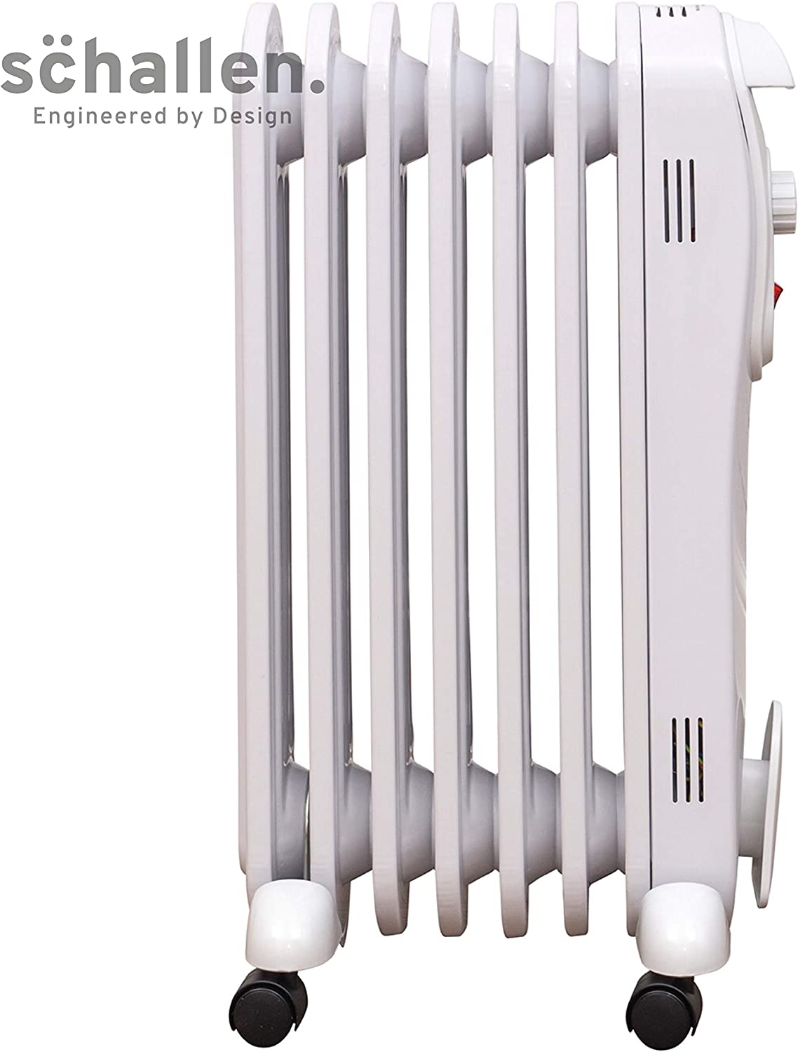 Schallen White 1500W 7 Fin Portable Electric Slim Oil Filled Radiator Heater