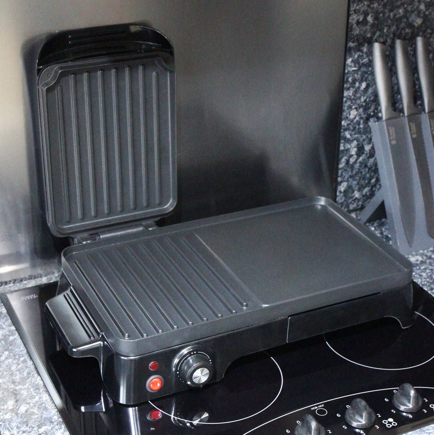 Schallen Black 2 in 1 Versatile Grill Griddle and Hot Plate Cooking Grilling Machine