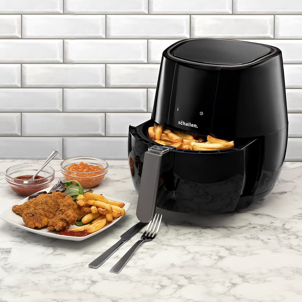 Schallen Modern Black Gloss Low Fat Large 3.5L 1300-1500W Digital Display Air Fryer with 9 Cooking Settings and 30 Minute Timer