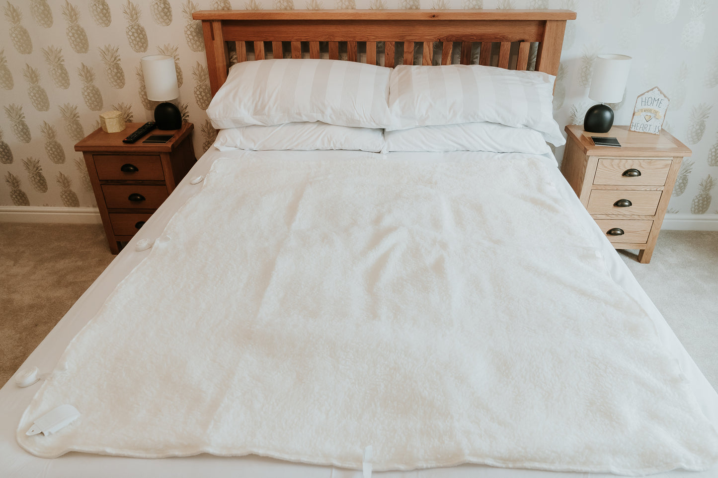 Schallen Soft Fleece Comfort Electric Heated Bed Sheet Blanket with Remote Control & 3 Heat Settings