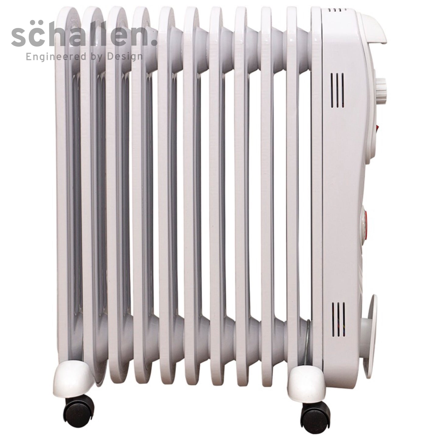 Schallen White 2500W 11 Fin Portable Electric Slim Oil Filled Radiator Heater with Timer