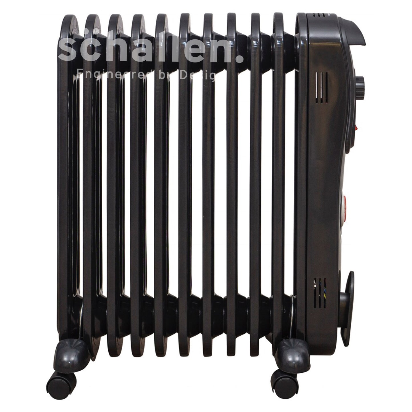 Schallen Black 2500W 11 Fin Portable Electric Slim Oil Filled Radiator Heater with Timer