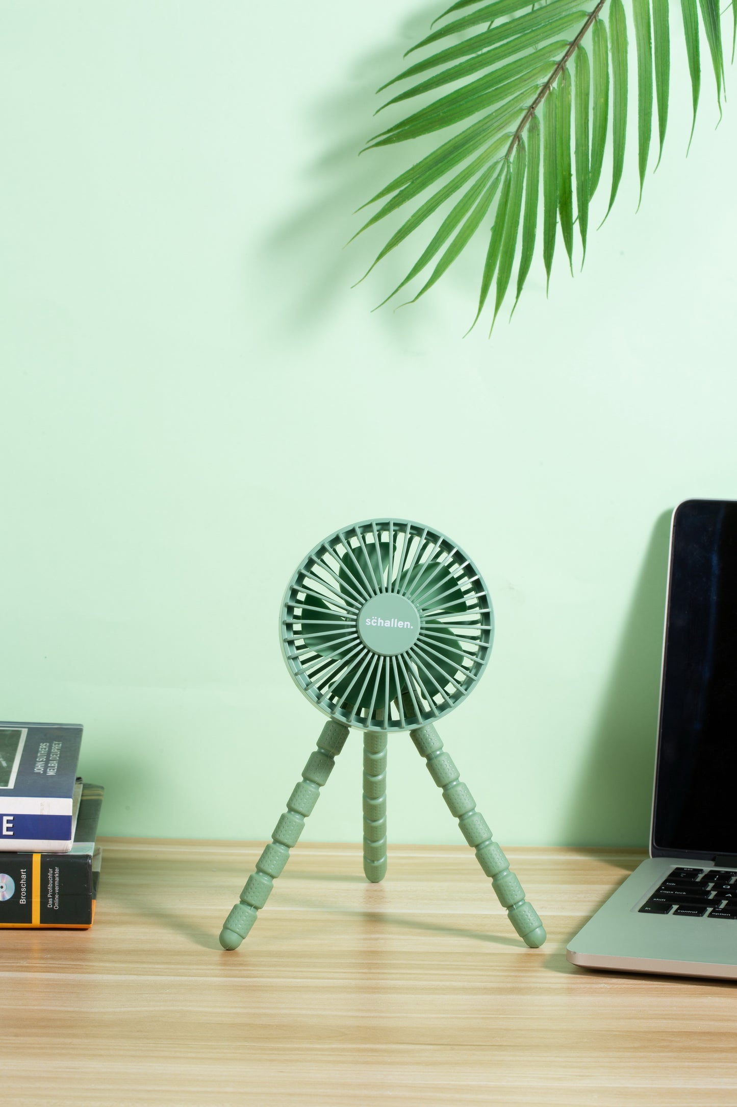 Schallen Rechargeable 4 Way Portable Lightweight Fan for Pram Fan, Car Seat, Desk, Office, Travel Fan - Green