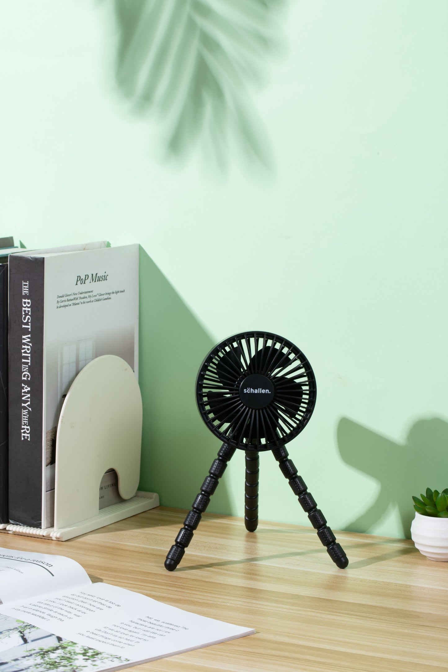 Schallen Rechargeable 4 Way Portable Lightweight Fan for Pram Fan, Car Seat, Desk, Office, Travel Fan - Black