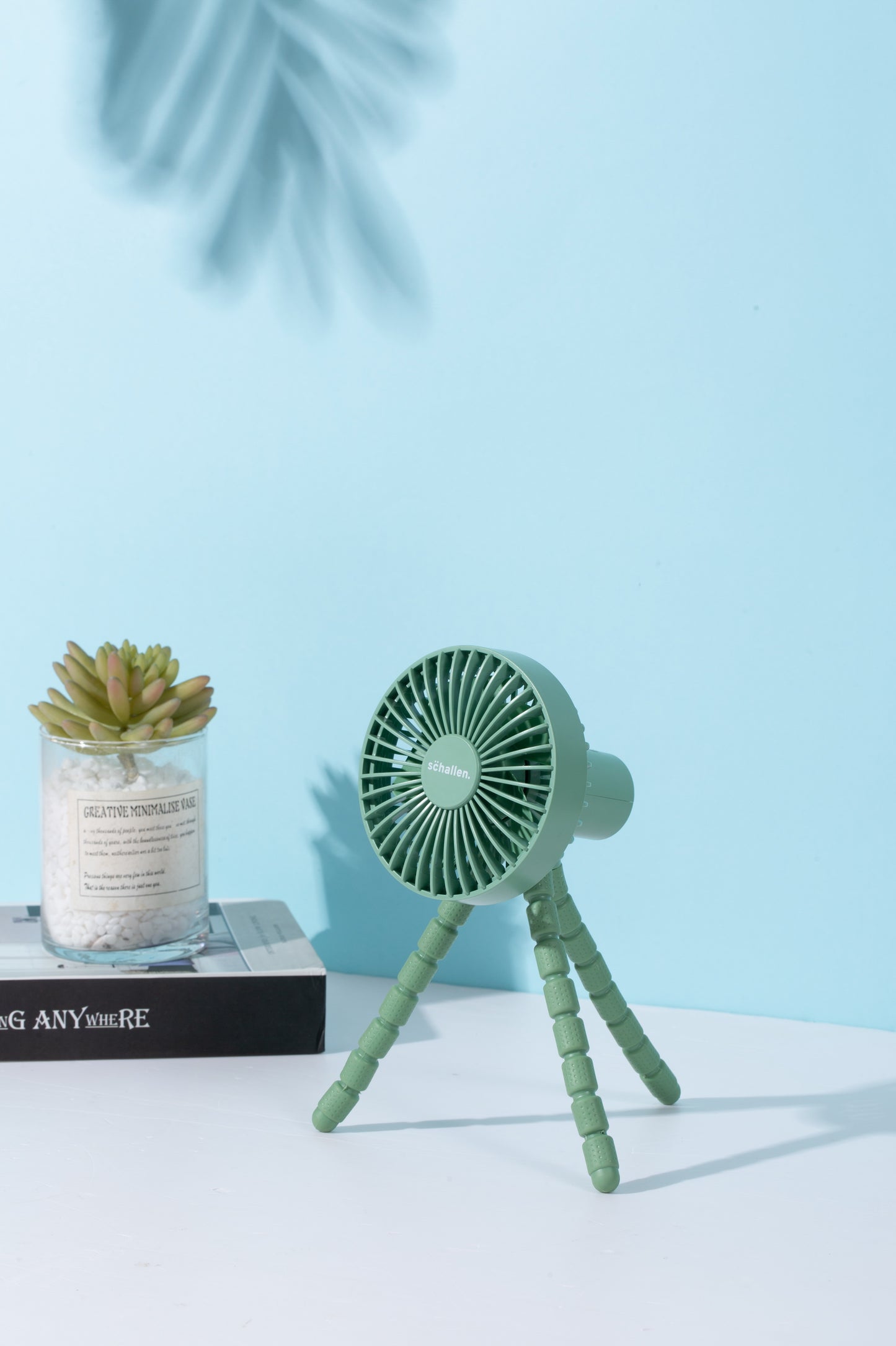 Schallen Rechargeable 4 Way Portable Lightweight Fan for Pram Fan, Car Seat, Desk, Office, Travel Fan - Green
