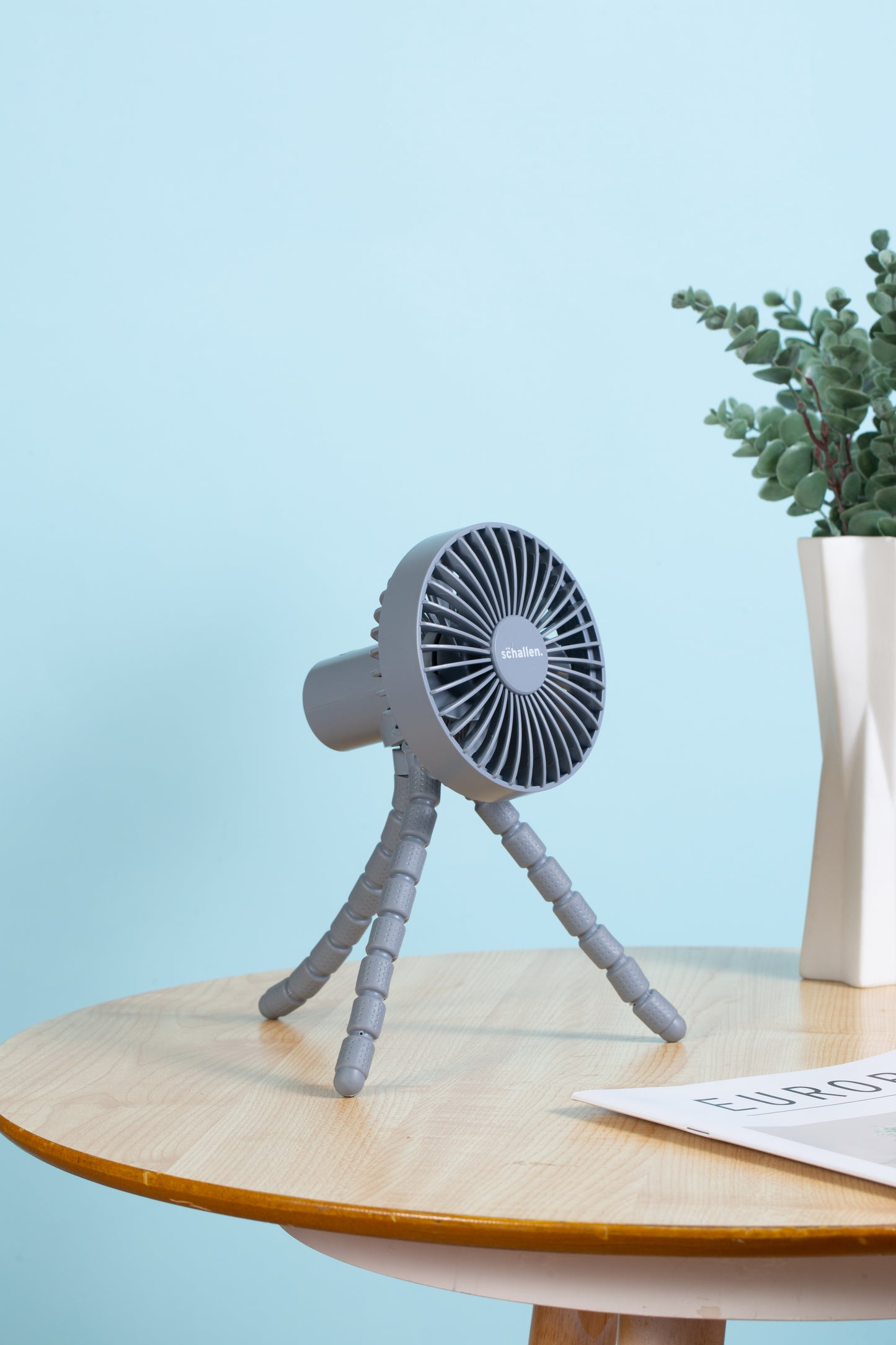 Schallen Rechargeable 4 Way Portable Lightweight Fan for Pram Fan, Car Seat, Desk, Office, Travel Fan - Grey