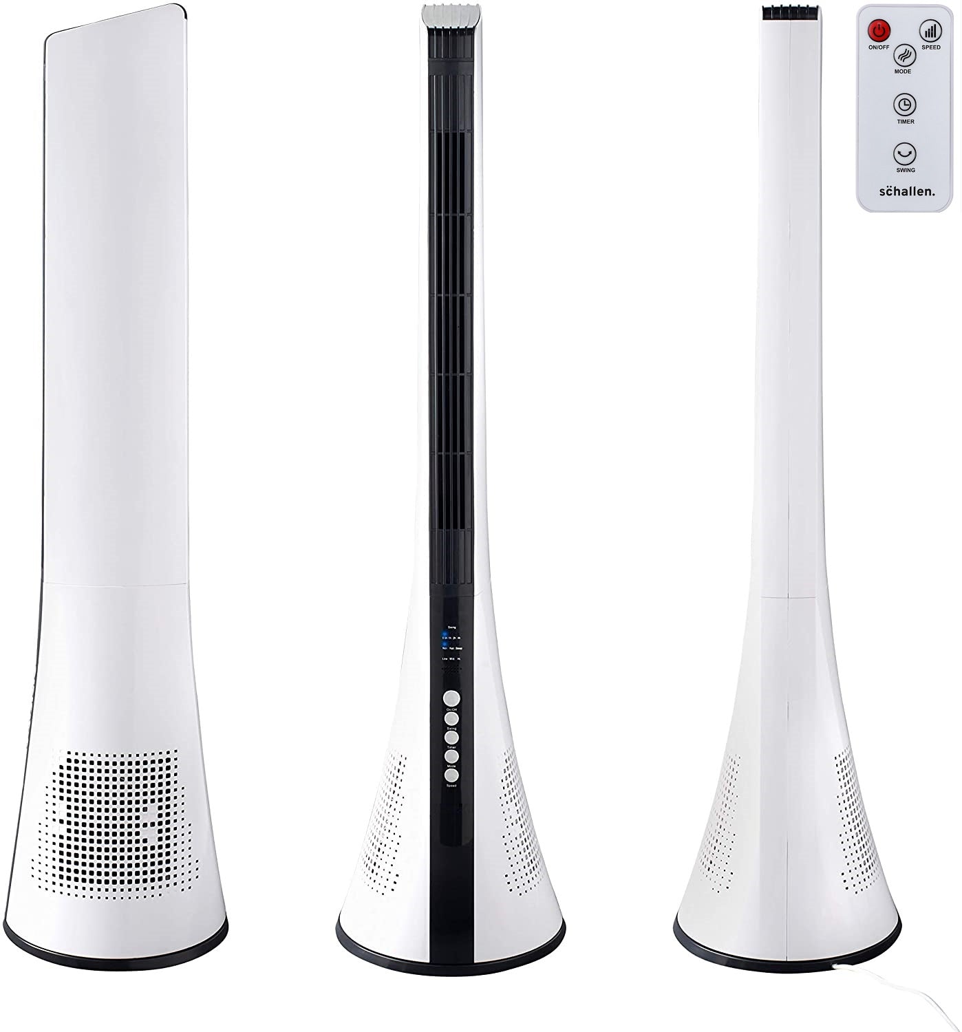 Schallen Oscillating Bladeless Slim Floor Standing Tower Fan with Remote Control, Timer & Sleep Mode