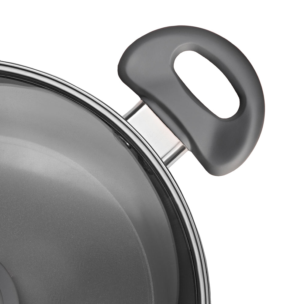 Schallen 5 Pcs Non Stick Forged Ceramic Cookware Frying Saucepan Stock Pot Full Pan Set with Lids - Grey