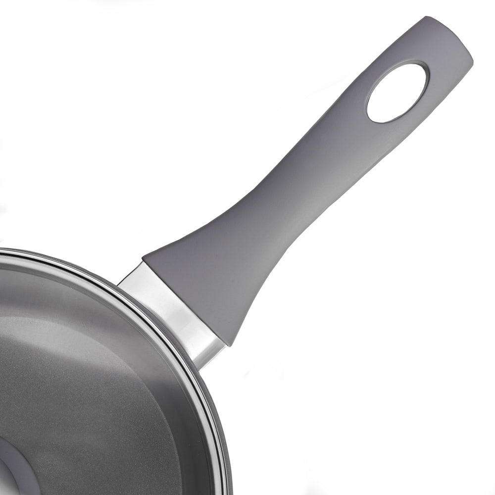 Schallen 5 Pcs Non Stick Forged Ceramic Cookware Frying Saucepan Stock Pot Full Pan Set with Lids - Grey