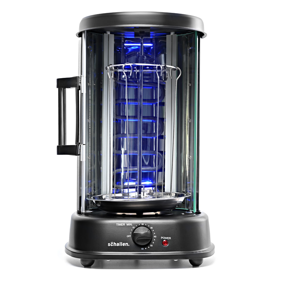 Schallen Electric 1500W 360° Rotating 21L Rotisserie Grill for Kebabs, Skewers and Roasts