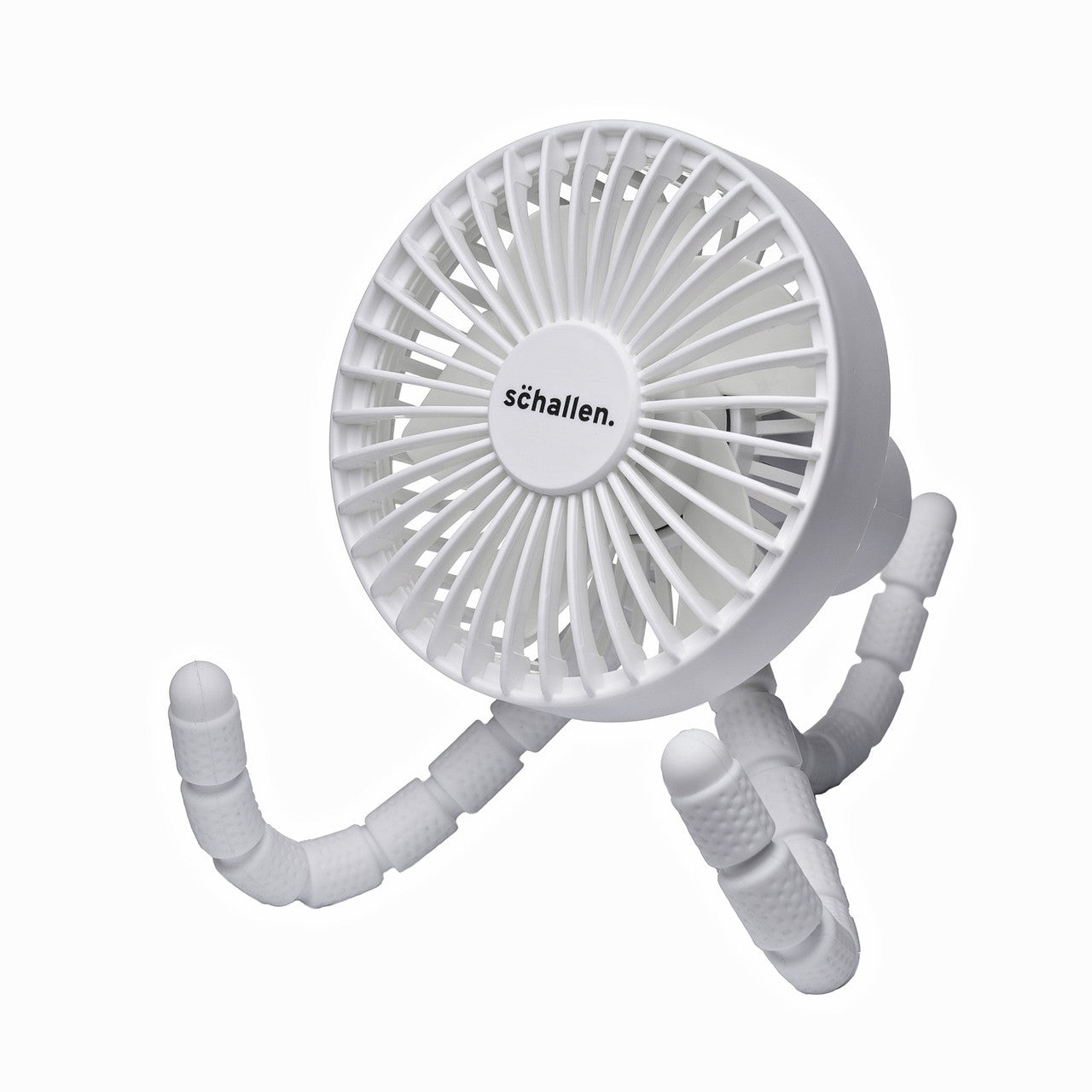 Schallen Rechargeable 4 Way Portable Lightweight Fan for Pram Fan, Car Seat, Desk, Office, Travel Fan - White