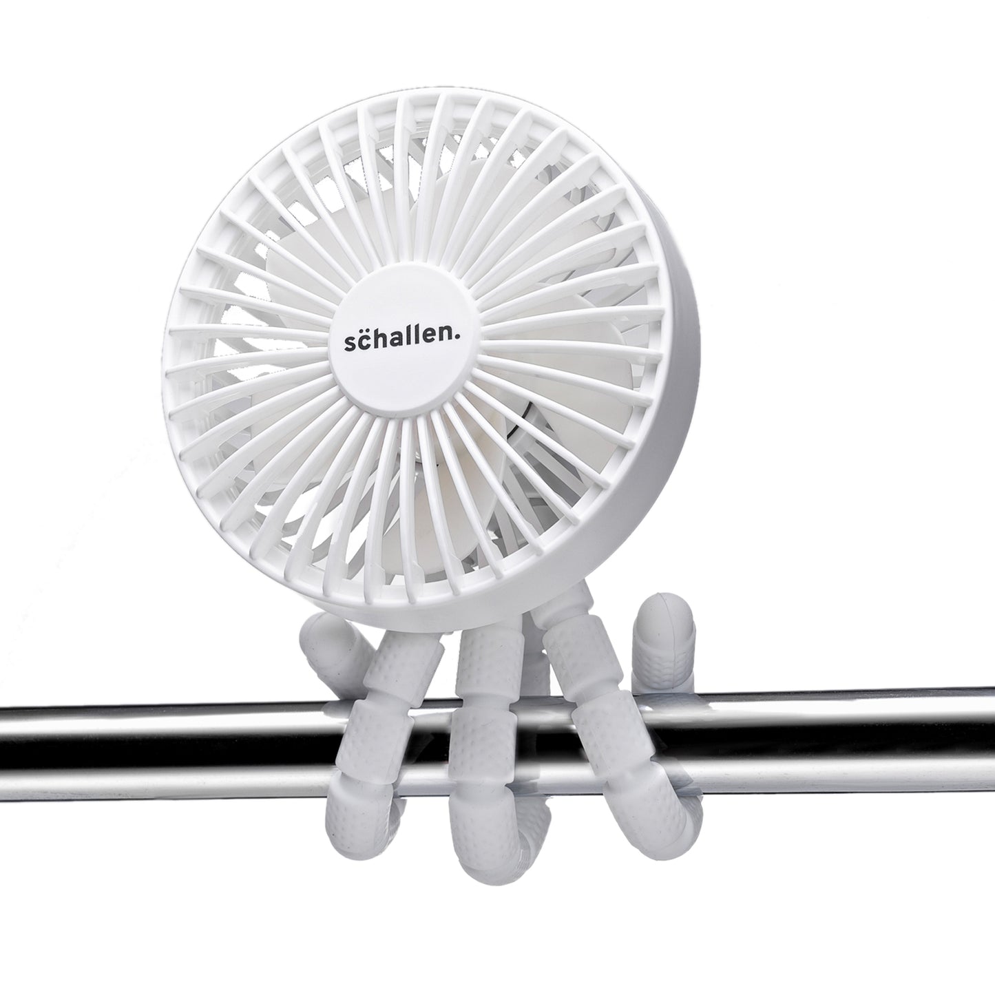 Schallen Rechargeable 4 Way Portable Lightweight Fan for Pram Fan, Car Seat, Desk, Office, Travel Fan - White