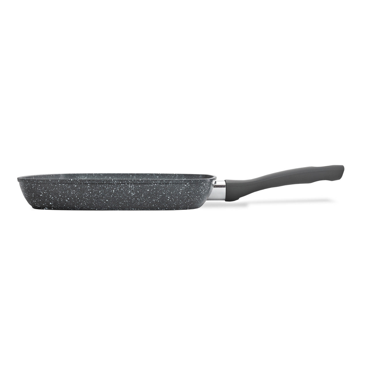Schallen Anthracite Grey Marble Large Induction Electric Gas 26cm Griddle Grill Pan with Soft Black Handles