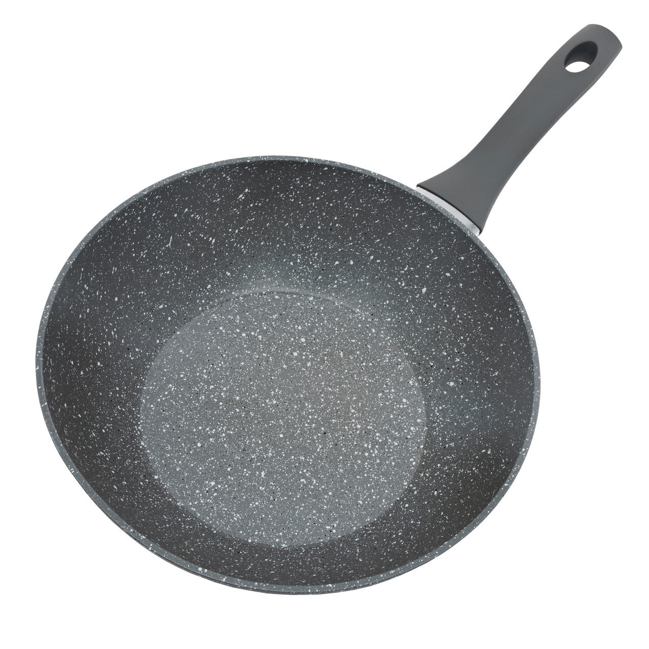 Schallen Non Stick Grey Marble Induction Electric Gas WOK Deep Frying Pan with Black Handle