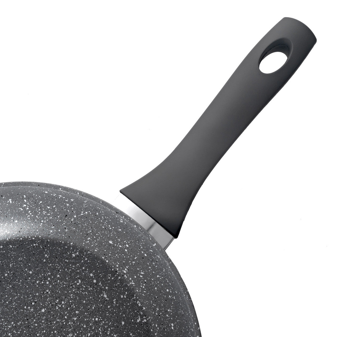 Schallen Non Stick Grey Marble Induction Electric Gas WOK Deep Frying Pan with Black Handle