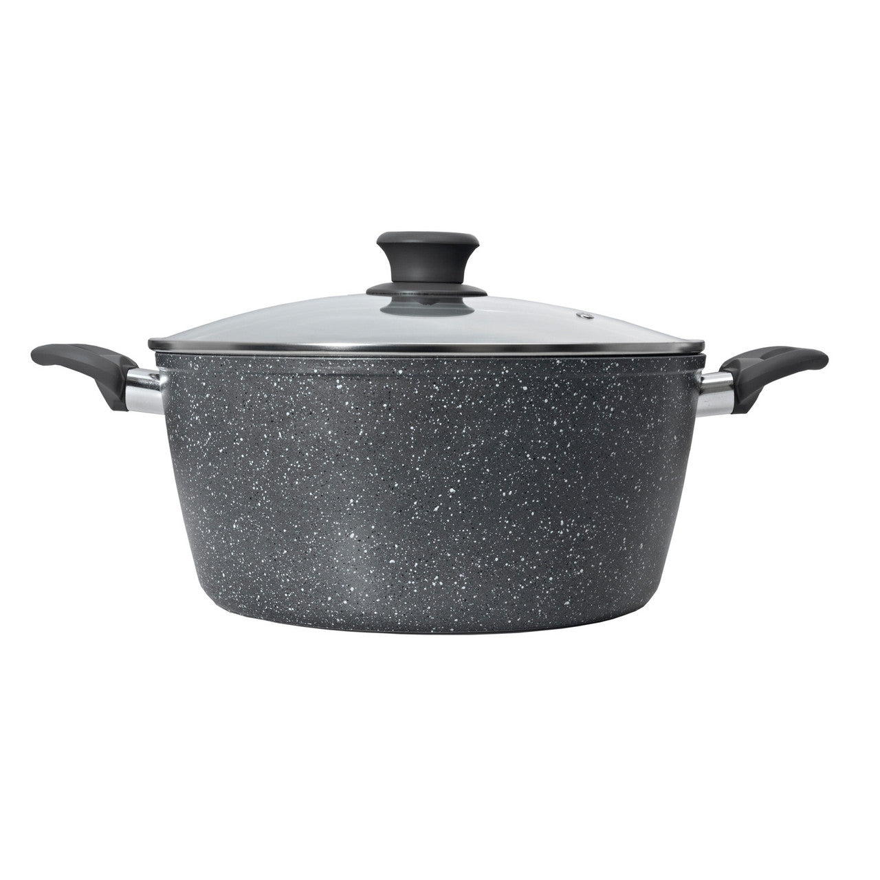 Schallen Marble Non Stick Aluminium Large Round 28cm Casserole Dish with Black Handle