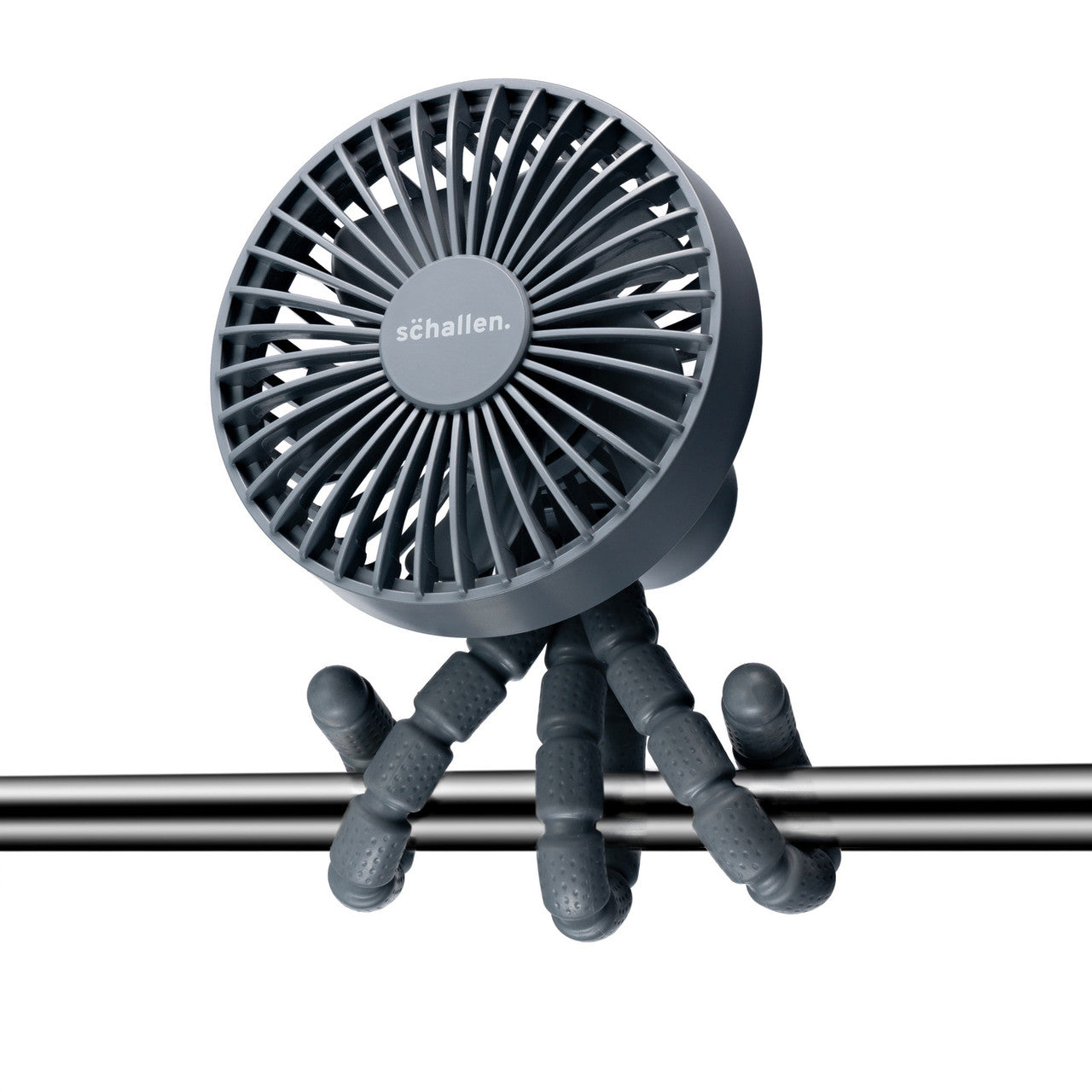 Schallen Rechargeable 4 Way Portable Lightweight Fan for Pram Fan, Car Seat, Desk, Office, Travel Fan - Grey