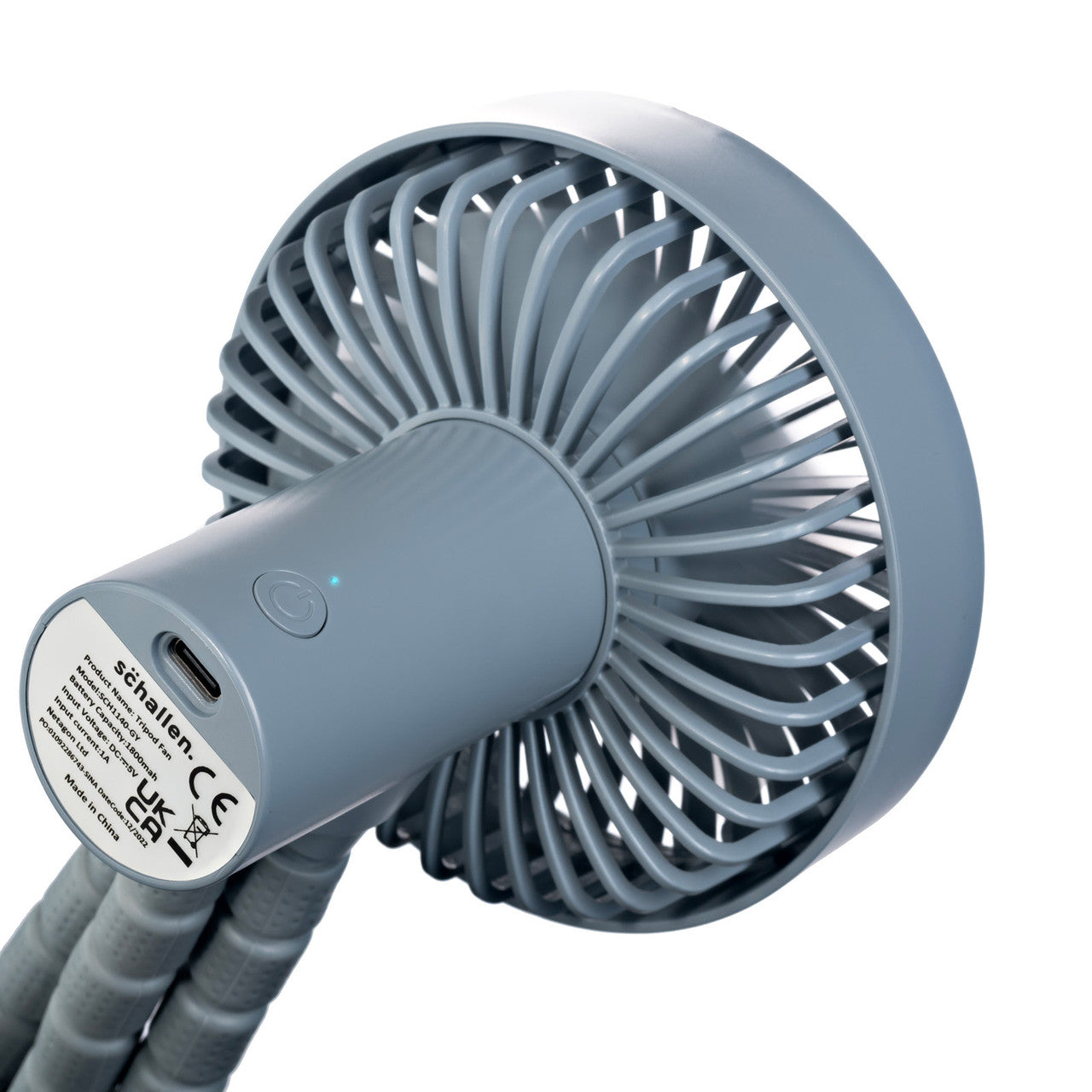 Schallen Rechargeable 4 Way Portable Lightweight Fan for Pram Fan, Car Seat, Desk, Office, Travel Fan - Grey