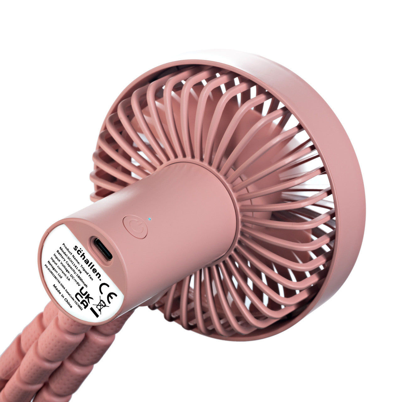 Schallen Rechargeable 4 Way Portable Lightweight Fan for Pram Fan, Car Seat, Desk, Office, Travel Fan - Pink