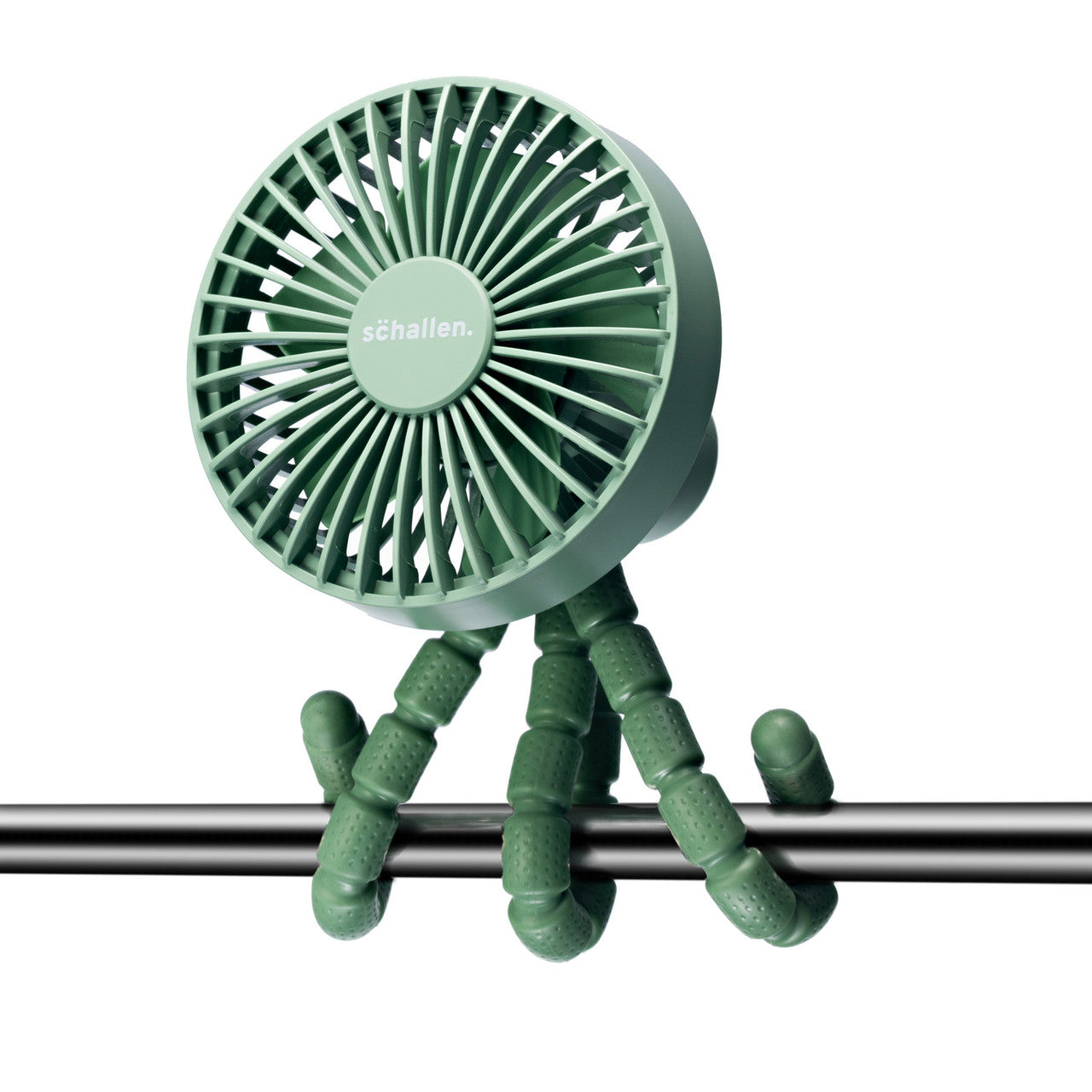 Schallen Rechargeable 4 Way Portable Lightweight Fan for Pram Fan, Car Seat, Desk, Office, Travel Fan - Green