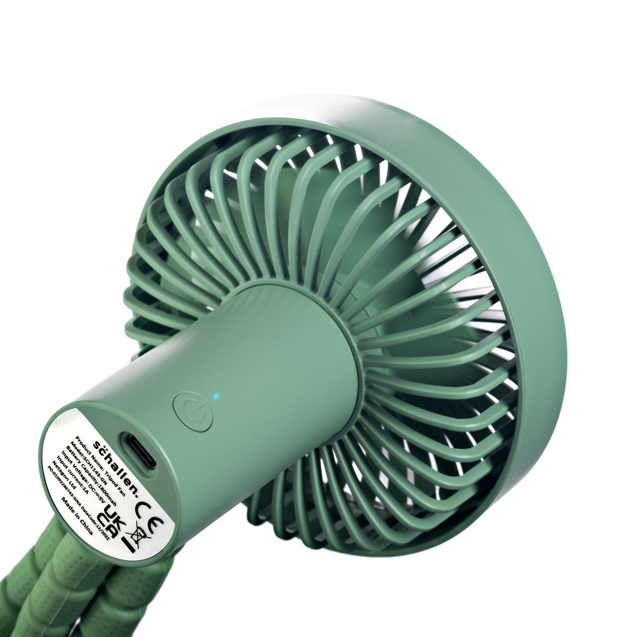 Schallen Rechargeable 4 Way Portable Lightweight Fan for Pram Fan, Car Seat, Desk, Office, Travel Fan - Green