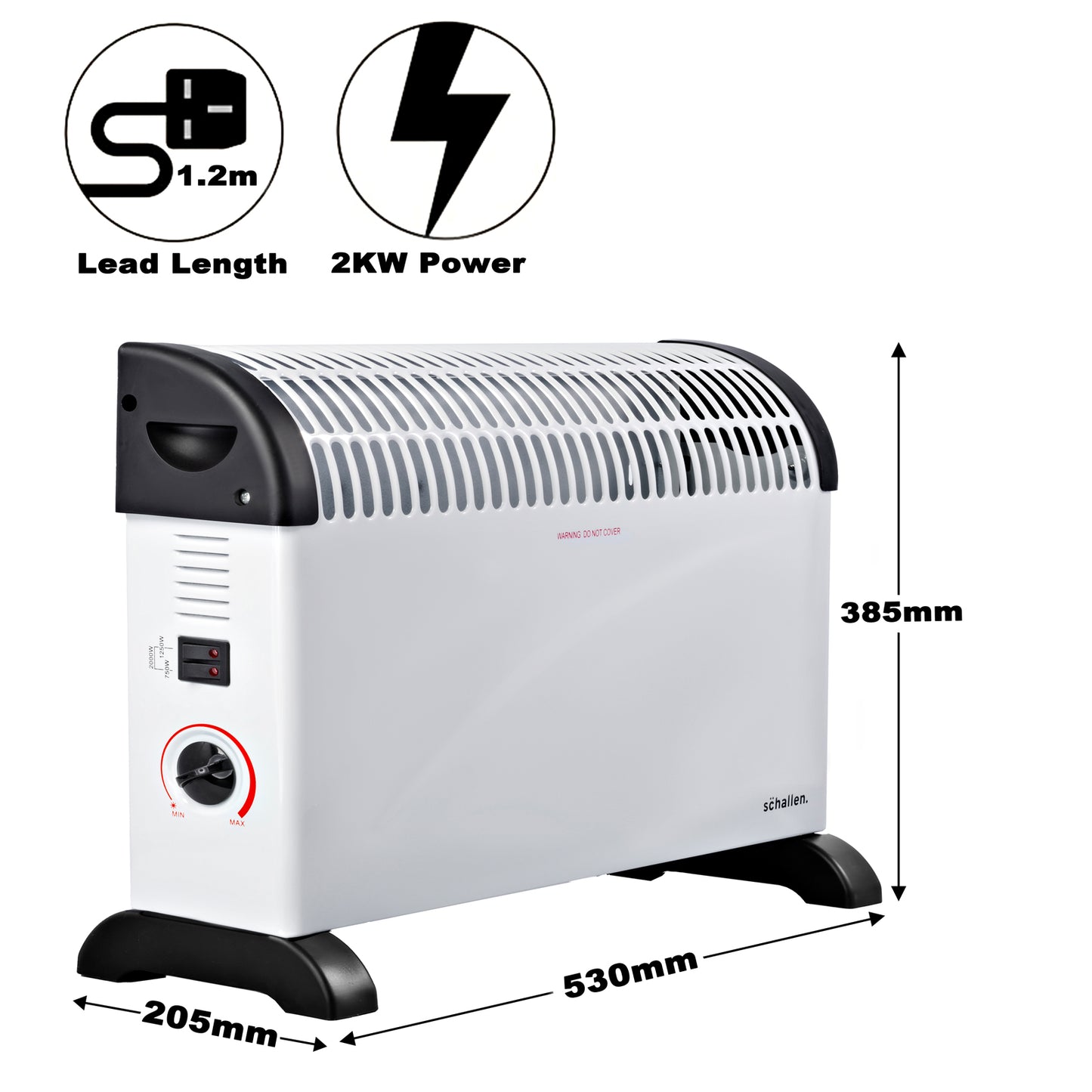 Schallen White 2000W Electric Convector Radiator Heater