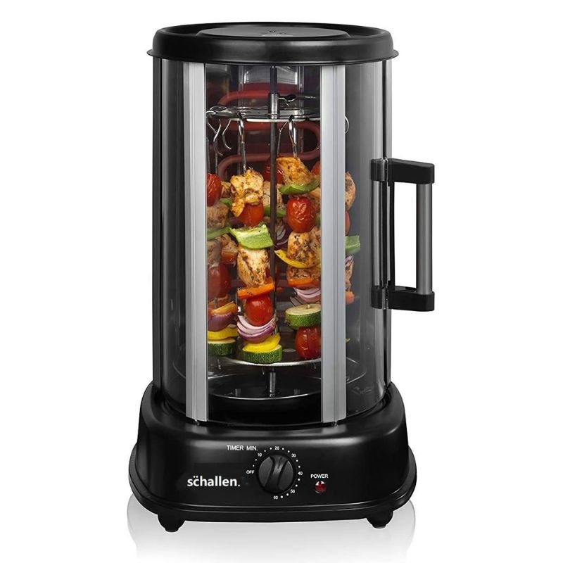 Schallen Electric 1500W 360° Rotating 21L Rotisserie Grill for Kebabs, Skewers and Roasts