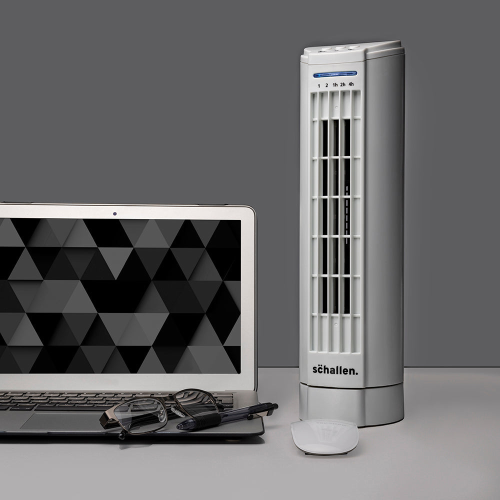 Schallen 15" Electric Air Cooling Quiet Oscillation Floor Desk Mini Tower Fan with Timer - White