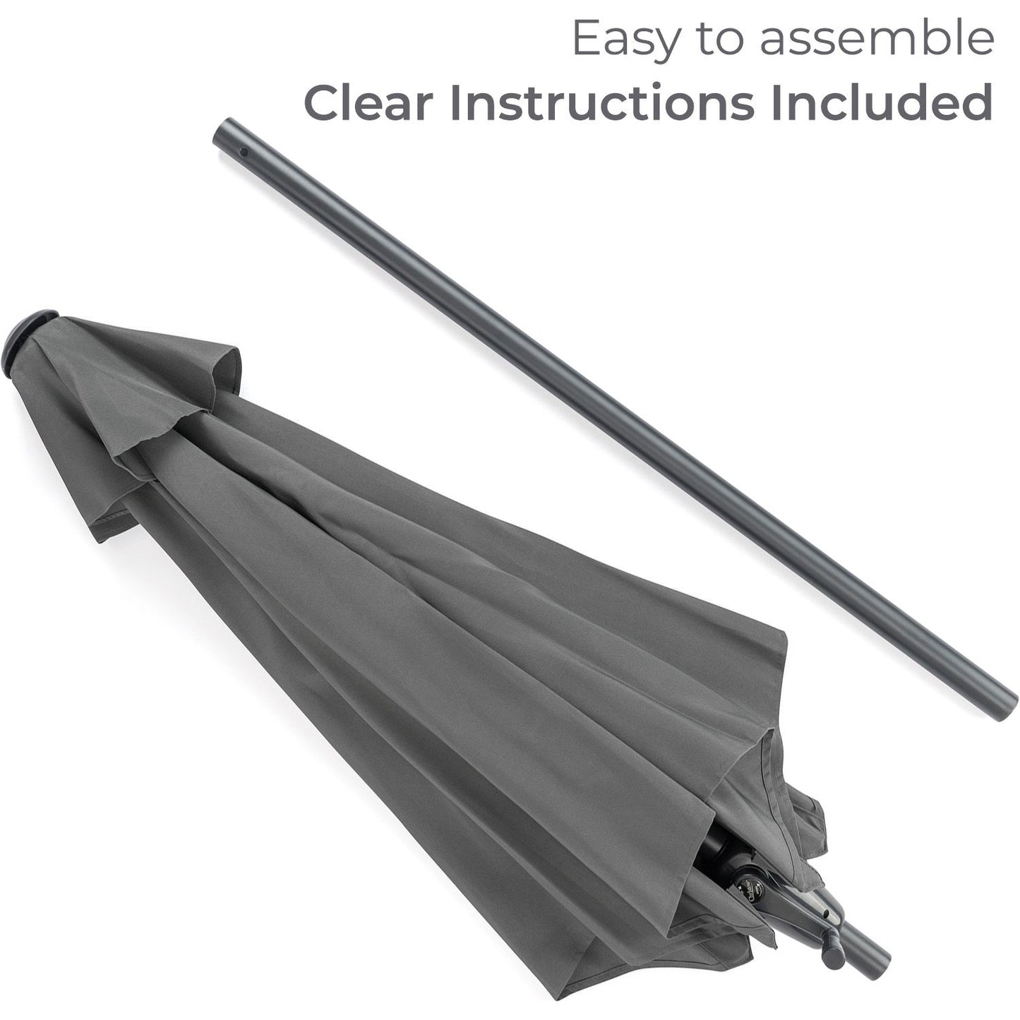 Schallen 2.7M Sturdy UV50 Sun Umbrella Parasol for Outdoor, Garden and Patio in Grey