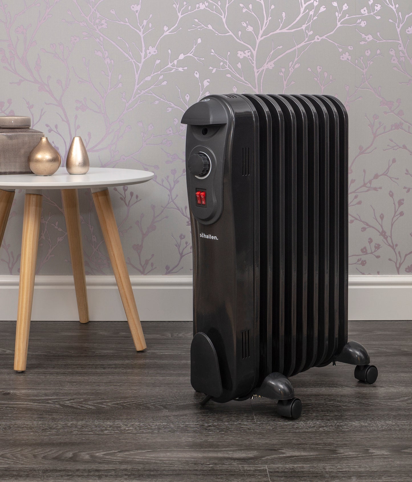 Schallen Black 2000W 9 Fin Portable Electric Slim Oil Filled Radiator Heater
