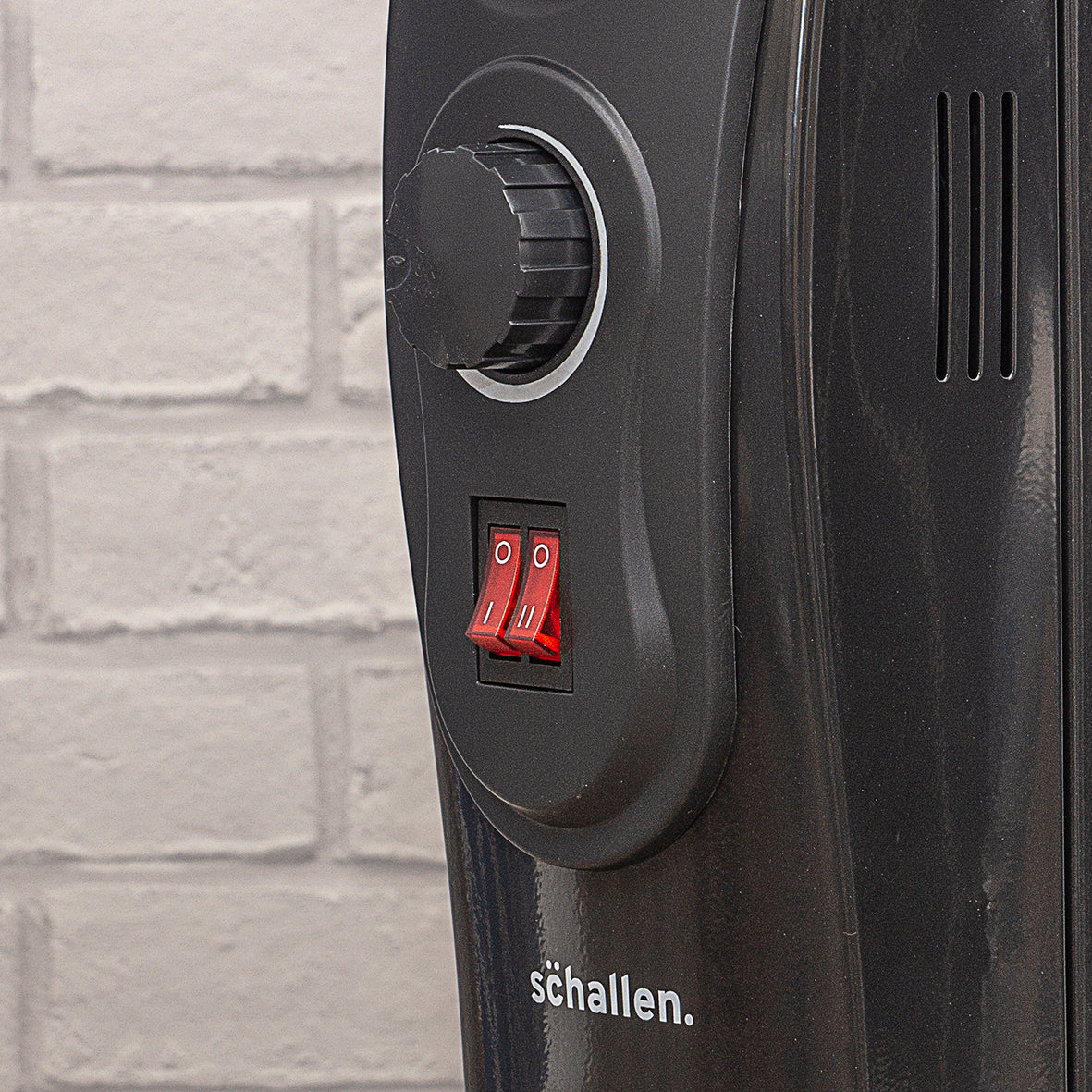 Schallen Black 2500W 11 Fin Portable Electric Slim Oil Filled Radiator Heater with Timer