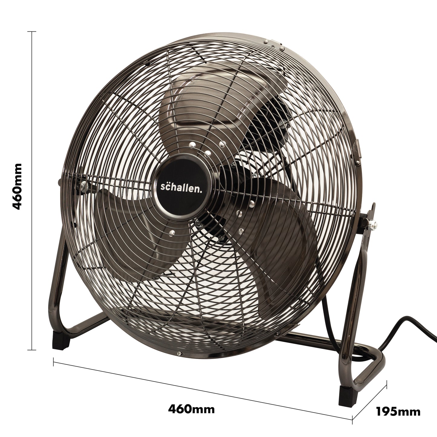 Schallen Gunmetal Black Metal High Velocity Cold Air Circulator Adjustable Floor Fan - 14"