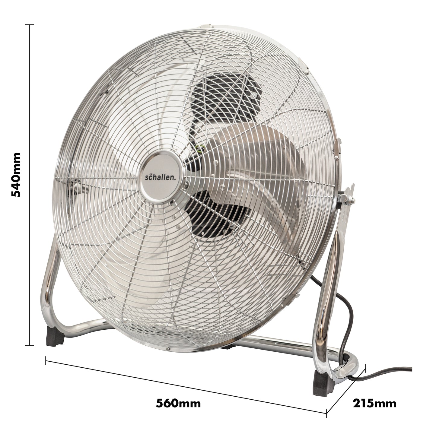 Schallen Chrome Silver Metal High Velocity Cold Air Circulator Adjustable Floor Fan - 18"