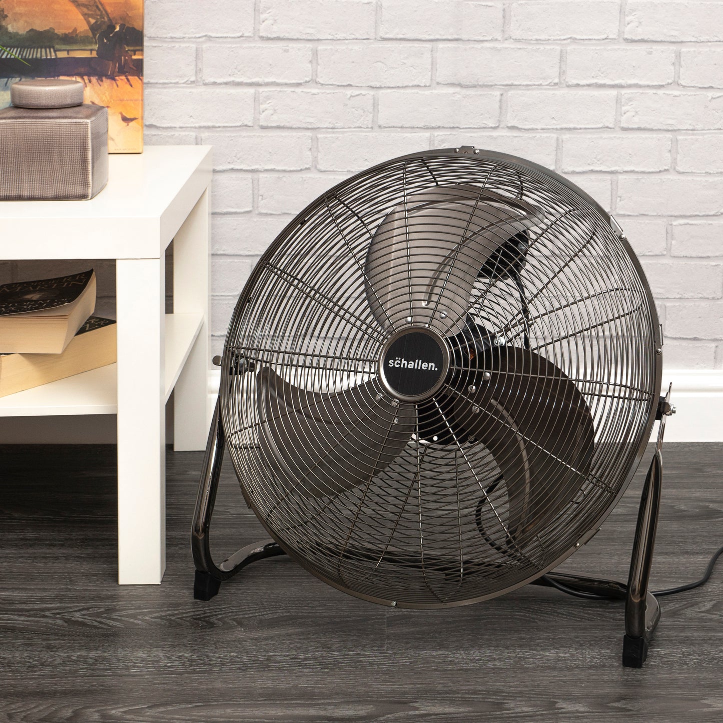 Schallen Gunmetal Black Metal High Velocity Cold Air Circulator Adjustable Floor Fan - 18"