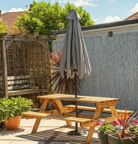 Schallen 2.7M Sturdy UV50 Sun Umbrella Parasol for Outdoor, Garden and Patio in Grey
