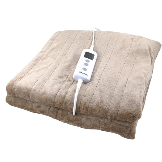 Schallen Mink Beige Large Double Electric Soft Heated Throw Over Blanket with Timer