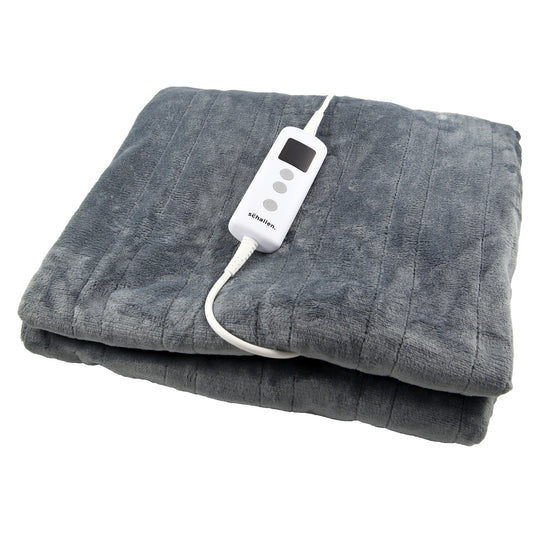 Schallen Grey Large Double Electric Soft Heated Throw Over Blanket with Timer