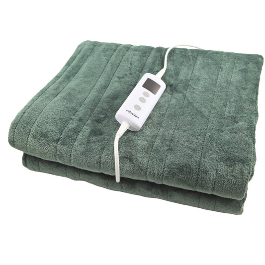 Schallen Forest Green Large Double Electric Soft Heated Throw Over Blanket with Timer