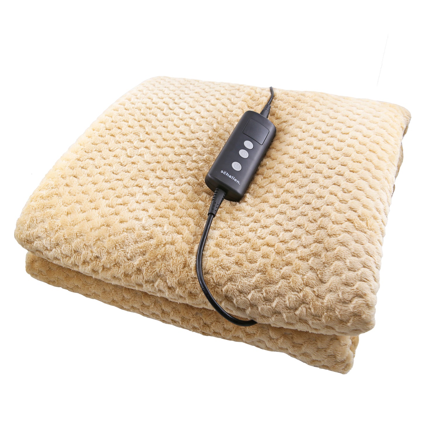 Schallen Mink Beige Large Double Waffle Soft Fleece Electric Heated Throw Over Blanket Honeycomb Overblanket with Timer