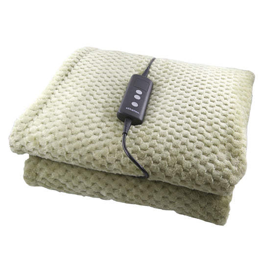Schallen Sage Green Large Double Waffle Soft Fleece Electric Heated Throw Over Blanket Honeycomb Overblanket with Timer
