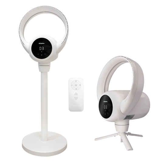Schallen 2 in 1 Bladeless Floor Fan and Desktop Table Fan Modern White and Black with Digital Display