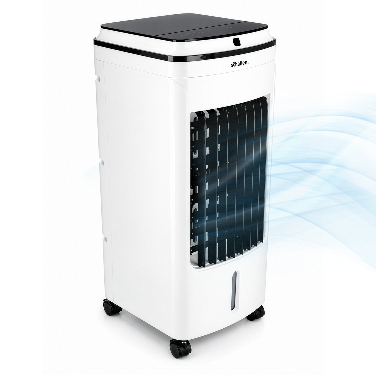 Schallen 3.9L Portable Air Cooler with Remote Control | Evaporative Tower Fan Cooler with 3 Speeds, 12H Timer, Digital & Energy Efficient, 2 Ice Packs in Black & White