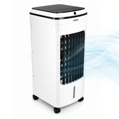 Schallen 3.9L Portable Air Cooler with Remote Control | Evaporative Tower Fan Cooler with 3 Speeds, 12H Timer, Digital & Energy Efficient, 2 Ice Packs in Black & White